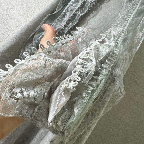 Vertigo Paris Women's Cardigan Size M Gray Tank Ruffled Open Front Angora Wool - Picture 5 of 10